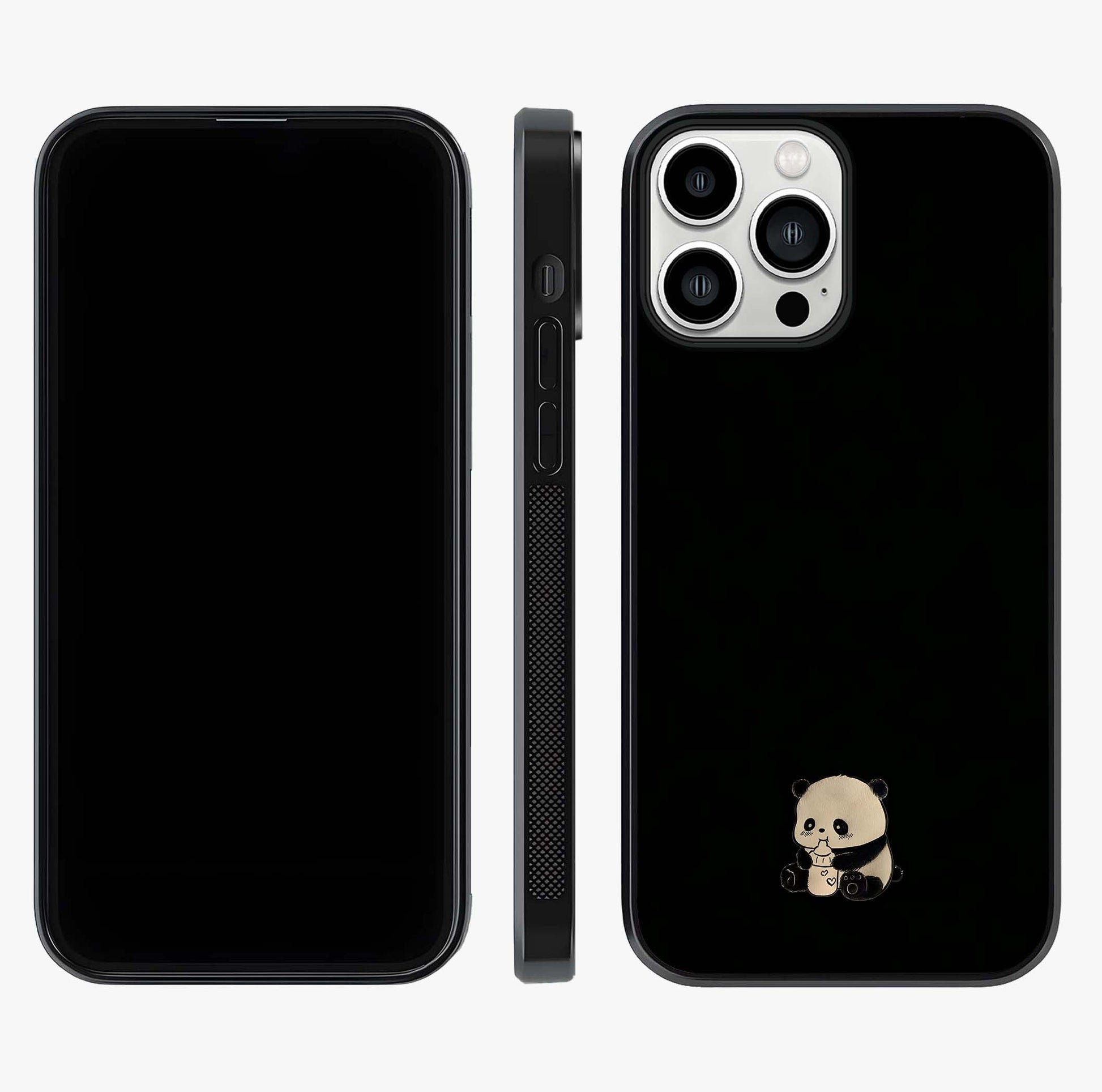 Midnight Panda Love Glass Case displayed upright for full design visibility and premium finish.