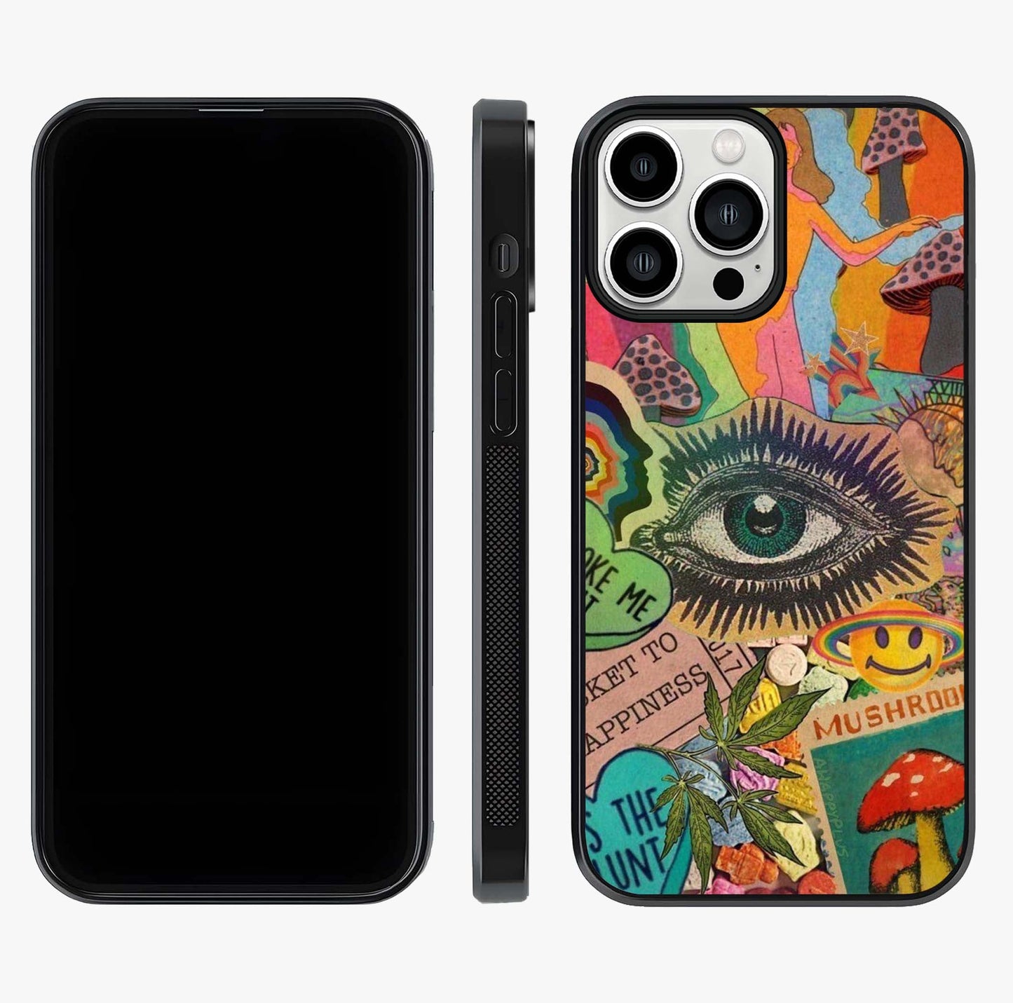 Mystic Eye Wonderland Glass Case displayed upright for full design visibility and premium finish.