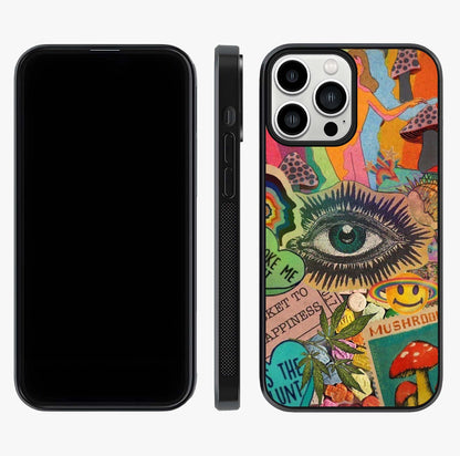 Mystic Eye Wonderland Glass Case displayed upright for full design visibility and premium finish.