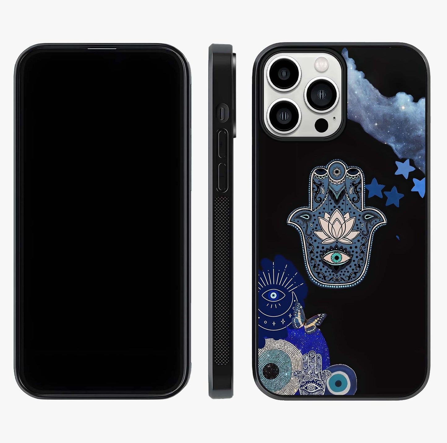 Mystic Hand Aura Glass Case displayed upright for full design visibility and premium finish.