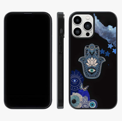 Mystic Hand Aura Glass Case displayed upright for full design visibility and premium finish.