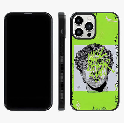 Neo Graffiti Rebellion Glass Case displayed upright for full design visibility and premium finish.