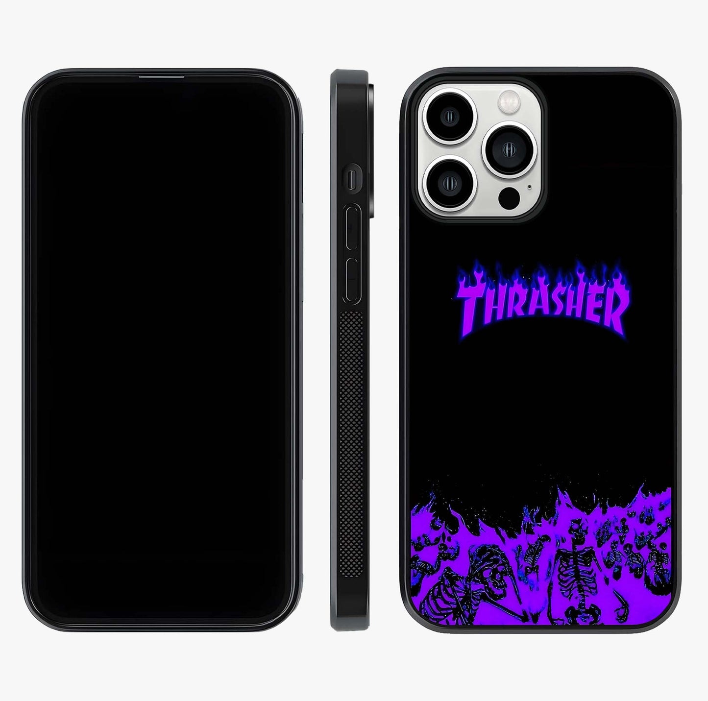 Neon Flame Riot Glass Case displayed upright for full design visibility and premium finish.