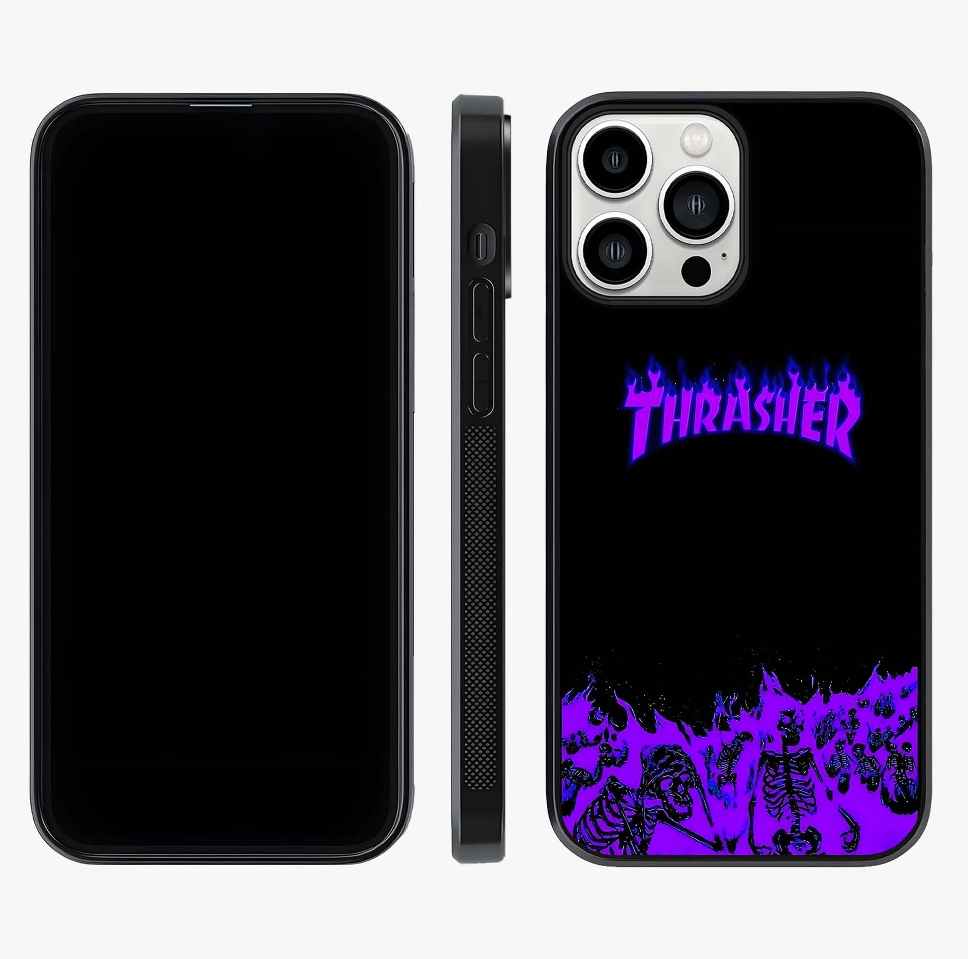 Neon Flame Riot Glass Case displayed upright for full design visibility and premium finish.