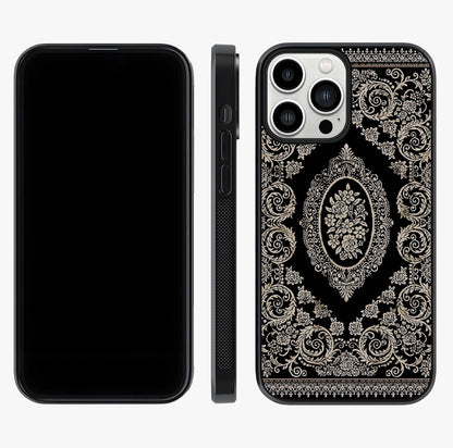 Noir Bloom Elegance Glass Case displayed upright for full design visibility and premium finish.