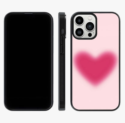 Pink Aura Heart Glass Case displayed upright for full design visibility and premium finish.