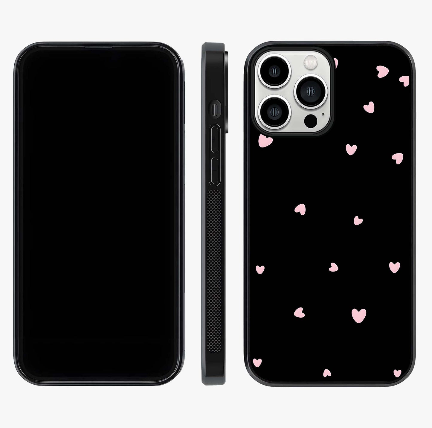 Pink Love Drops Glass Case displayed upright for full design visibility and premium finish.