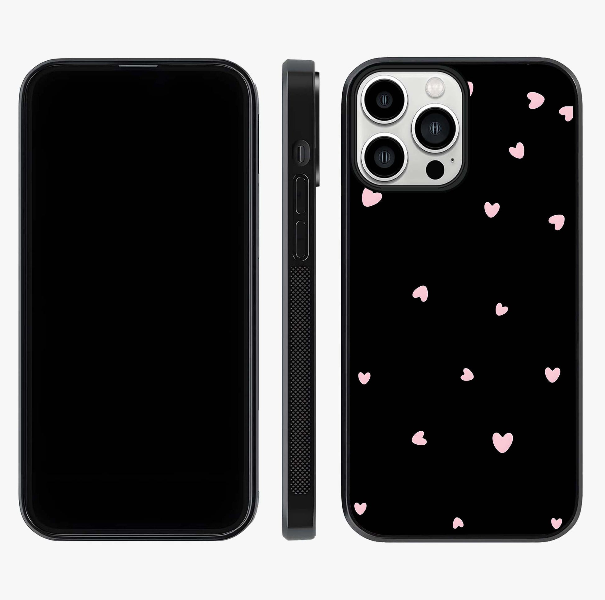 Pink Love Drops Glass Case displayed upright for full design visibility and premium finish.