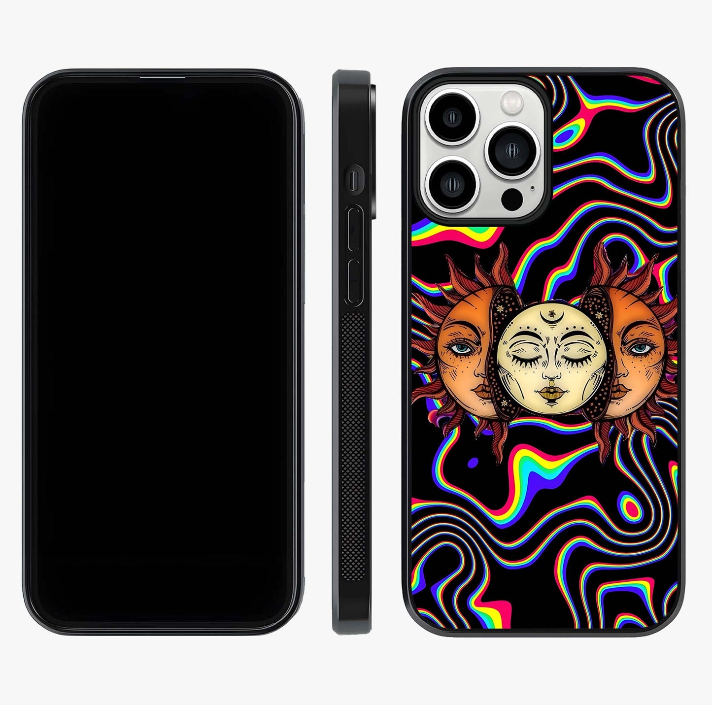 Psychedelic Sun Glass Case displayed upright for full design visibility and premium finish.