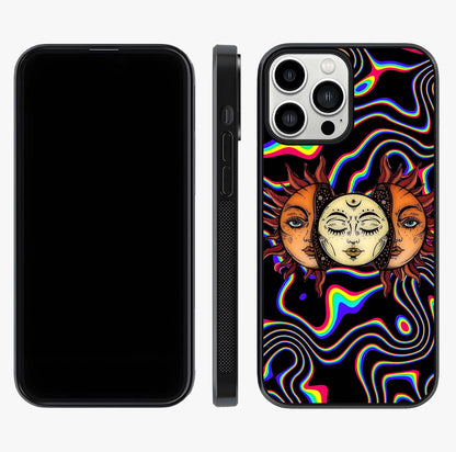 Psychedelic Sun Glass Case displayed upright for full design visibility and premium finish.