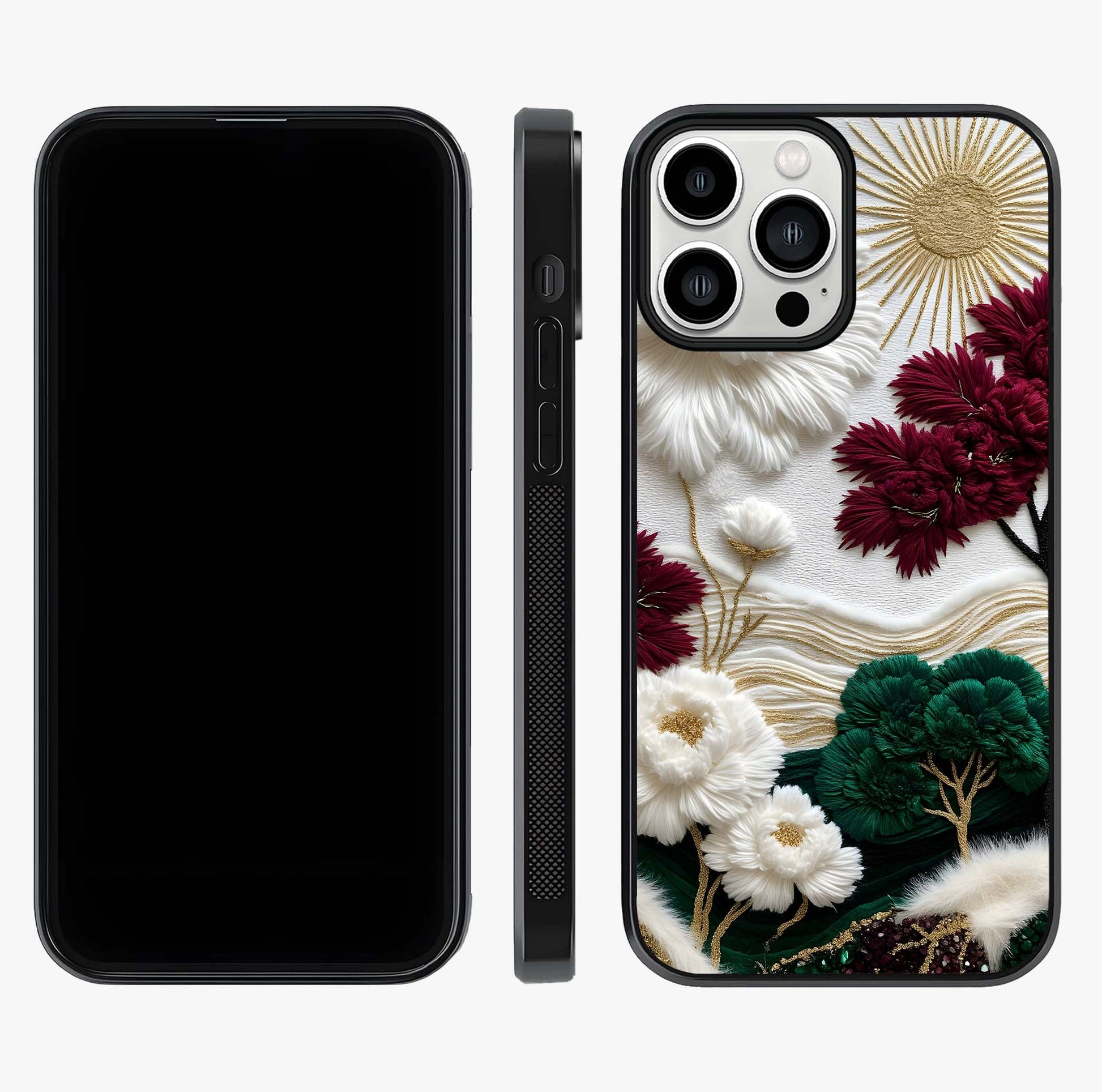 Radiant Bloom Elegance Glass Case displayed upright for full design visibility and premium finish.