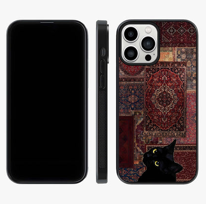 Regal Magic Cat Apple Glass Case displayed upright for full design visibility and premium finish.