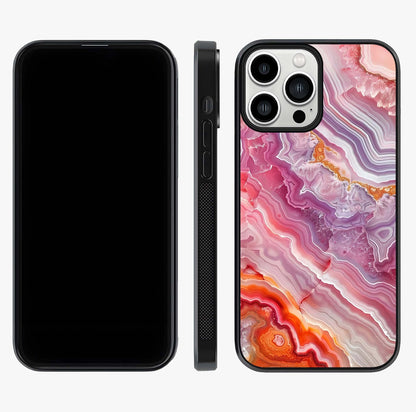 Rose Quartz Marble Glass Case displayed upright for full design visibility and premium finish.