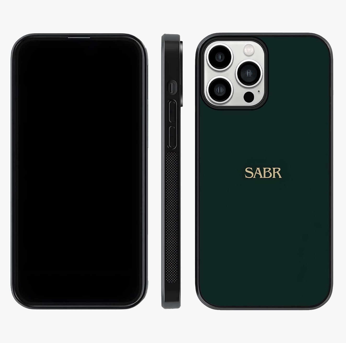Sabr Minimal Patience Glass Case displayed upright for full design visibility and premium finish.