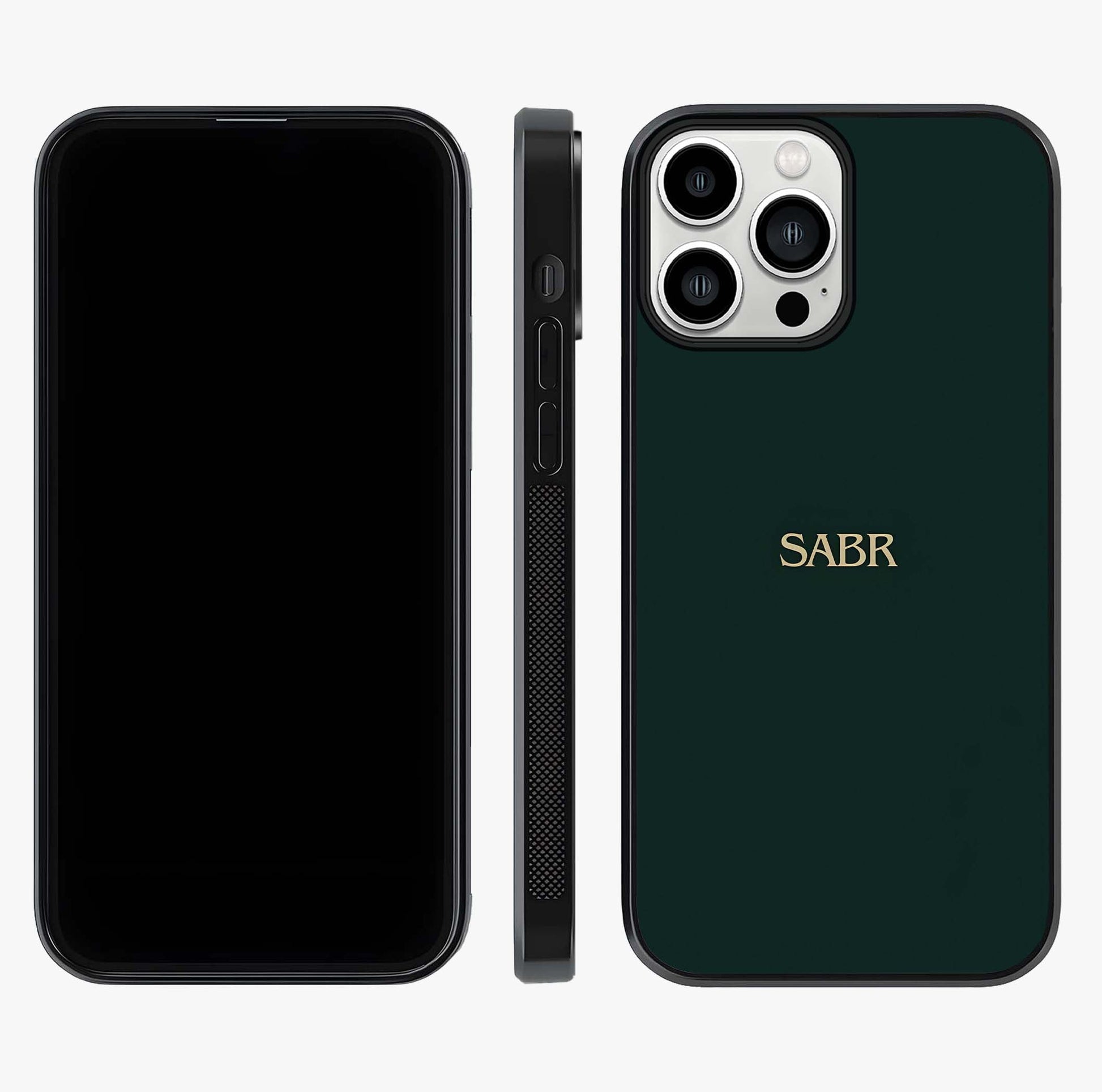 Sabr Minimal Patience Glass Case displayed upright for full design visibility and premium finish.