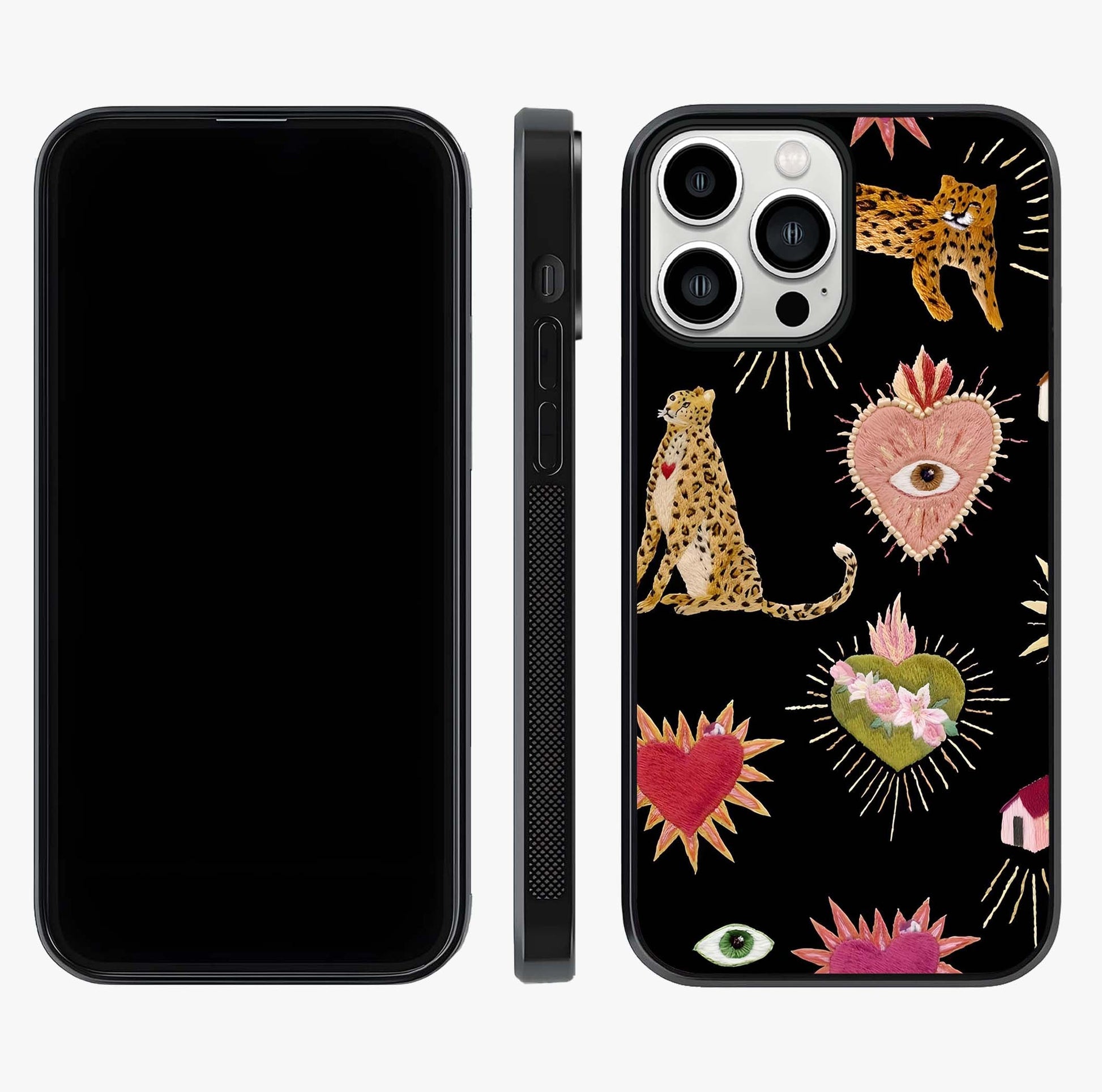 Sacred Jungle Heart Glass Case displayed upright for full design visibility and premium finish.