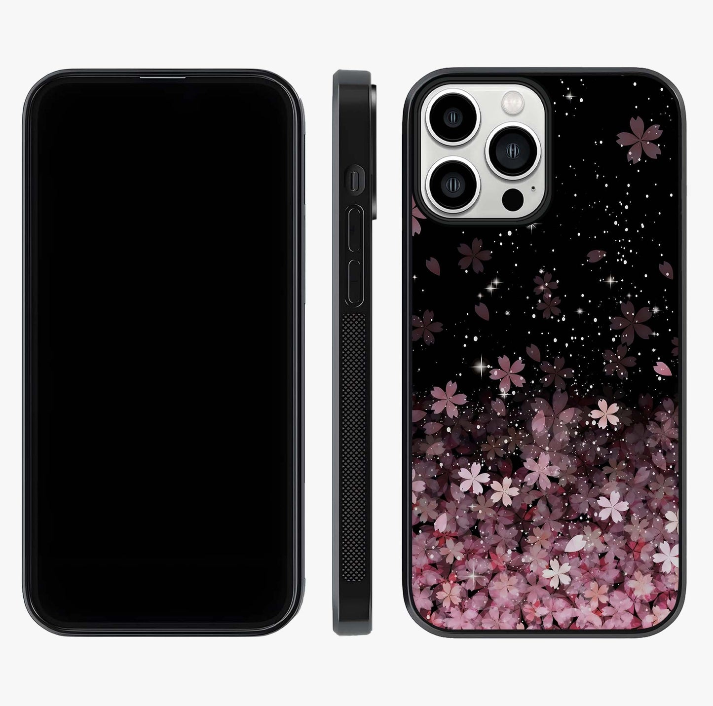 Small Starry Flowers Glass Case displayed upright for full design visibility and premium finish.