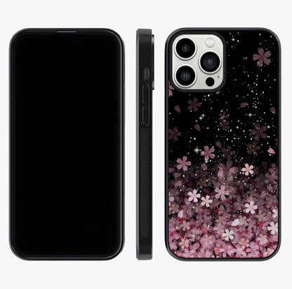Small Starry Flowers Glass Case displayed upright for full design visibility and premium finish.
