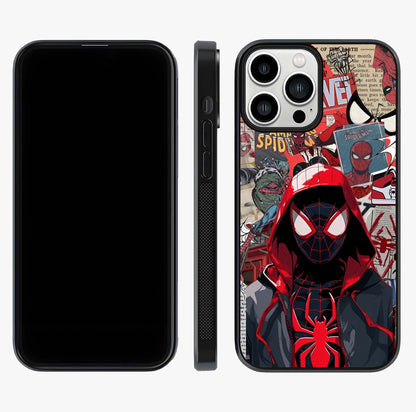 Spider Collage Street Glass Case displayed upright for full design visibility and premium finish.
