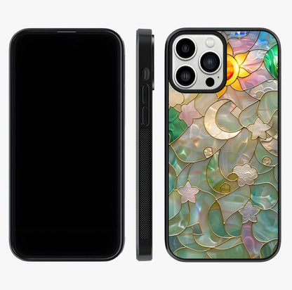 Stained Sunrise Glow Glass Case displayed upright for full design visibility and premium finish.