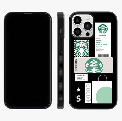 Starbucks Mocha Glass Case displayed upright for full design visibility and premium finish.