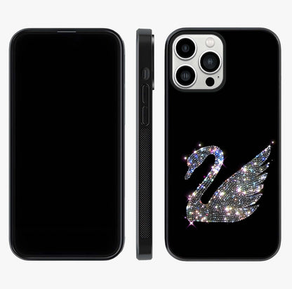 Starlit Swan Grace Glass Case displayed upright for full design visibility and premium finish.