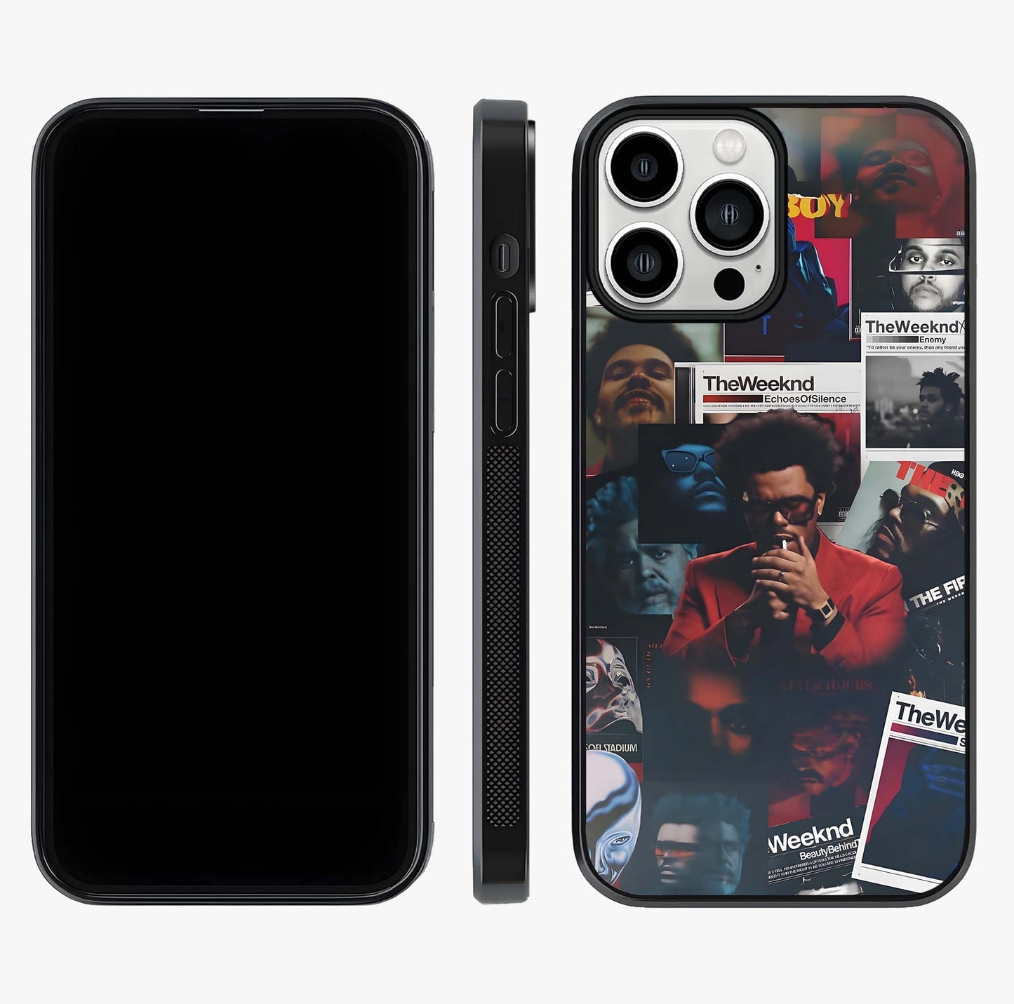 The Weeknd Glass Case displayed upright for full design visibility and premium finish.