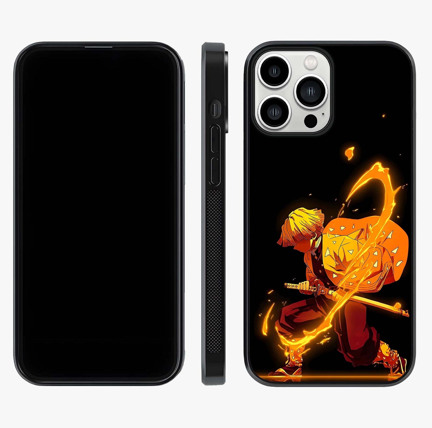Thunder Flame Execution Glass Case displayed upright for full design visibility and premium finish.
