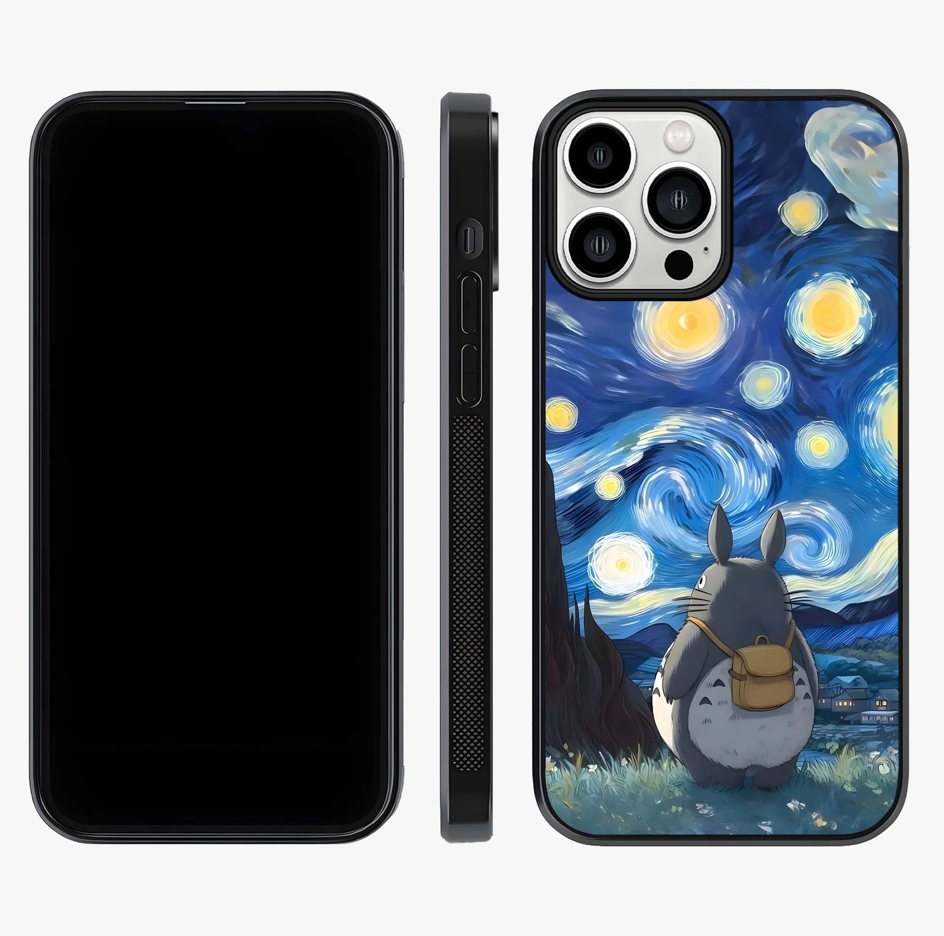 Totoro In Van Gogh Art Glass Case displayed upright for full design visibility and premium finish.