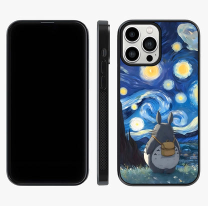 Totoro In Van Gogh Art Glass Case displayed upright for full design visibility and premium finish.