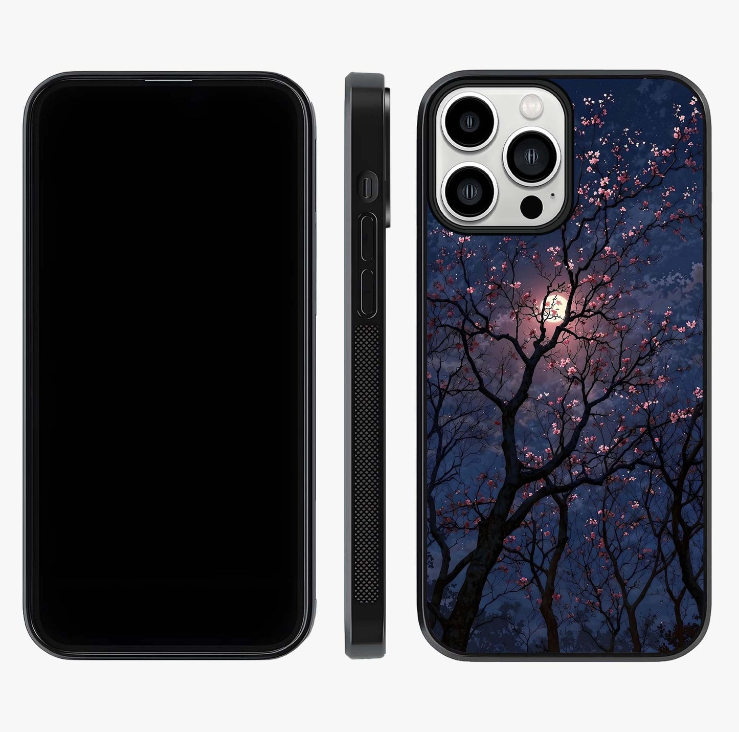Twilight Sakura Serenade Glass Case displayed upright for full design visibility and premium finish.