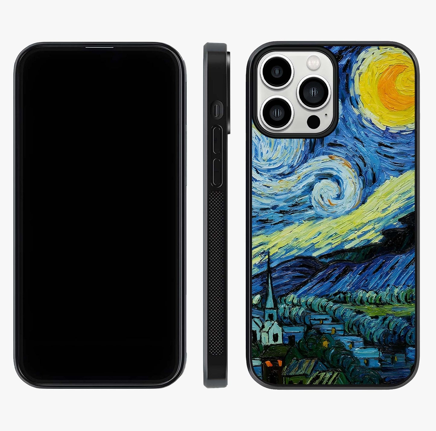 Van Gogh Art Glass Case displayed upright for full design visibility and premium finish.