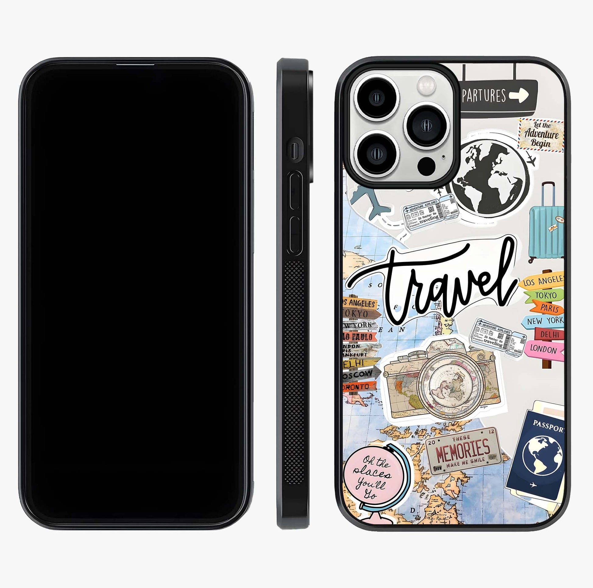 Wanderlust Journal Glass Case displayed upright for full design visibility and premium finish.