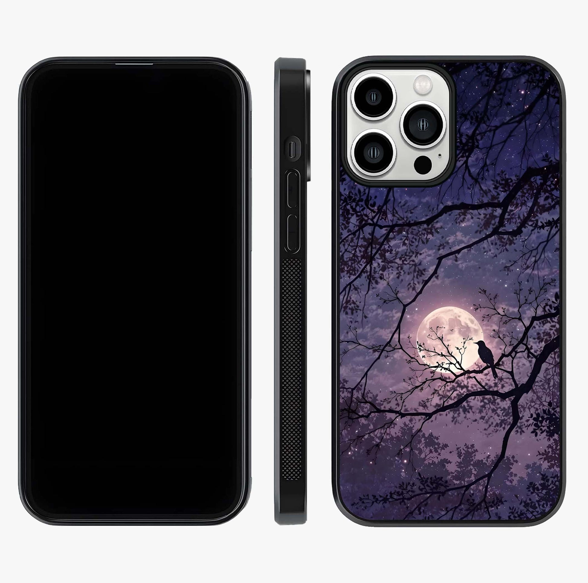 Whispering Moon Silence Glass Case displayed upright for full design visibility and premium finish.