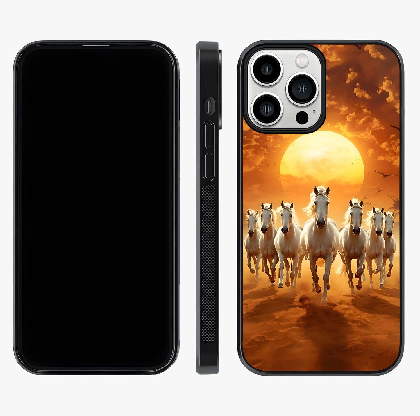 Wild Sunset Majesty Glass Case displayed upright for full design visibility and premium finish.