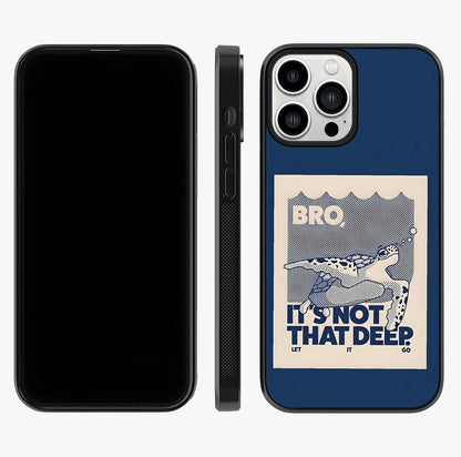 Worry Less Swim Glass Case displayed upright for full design visibility and premium finish.