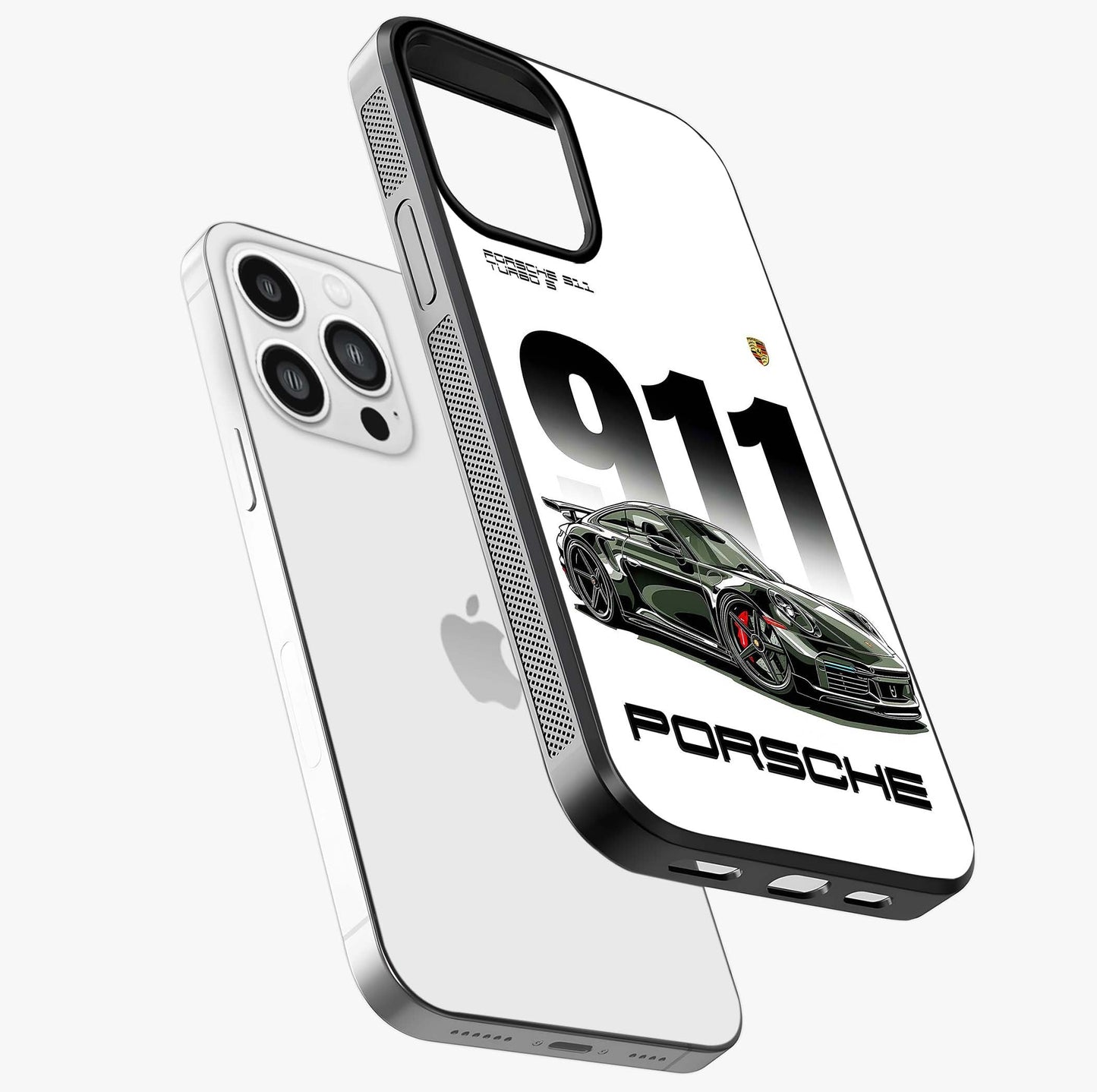 911 Turbo Dominance Glass Case laid diagonally highlighting side profile, edges and glossy glass shine.