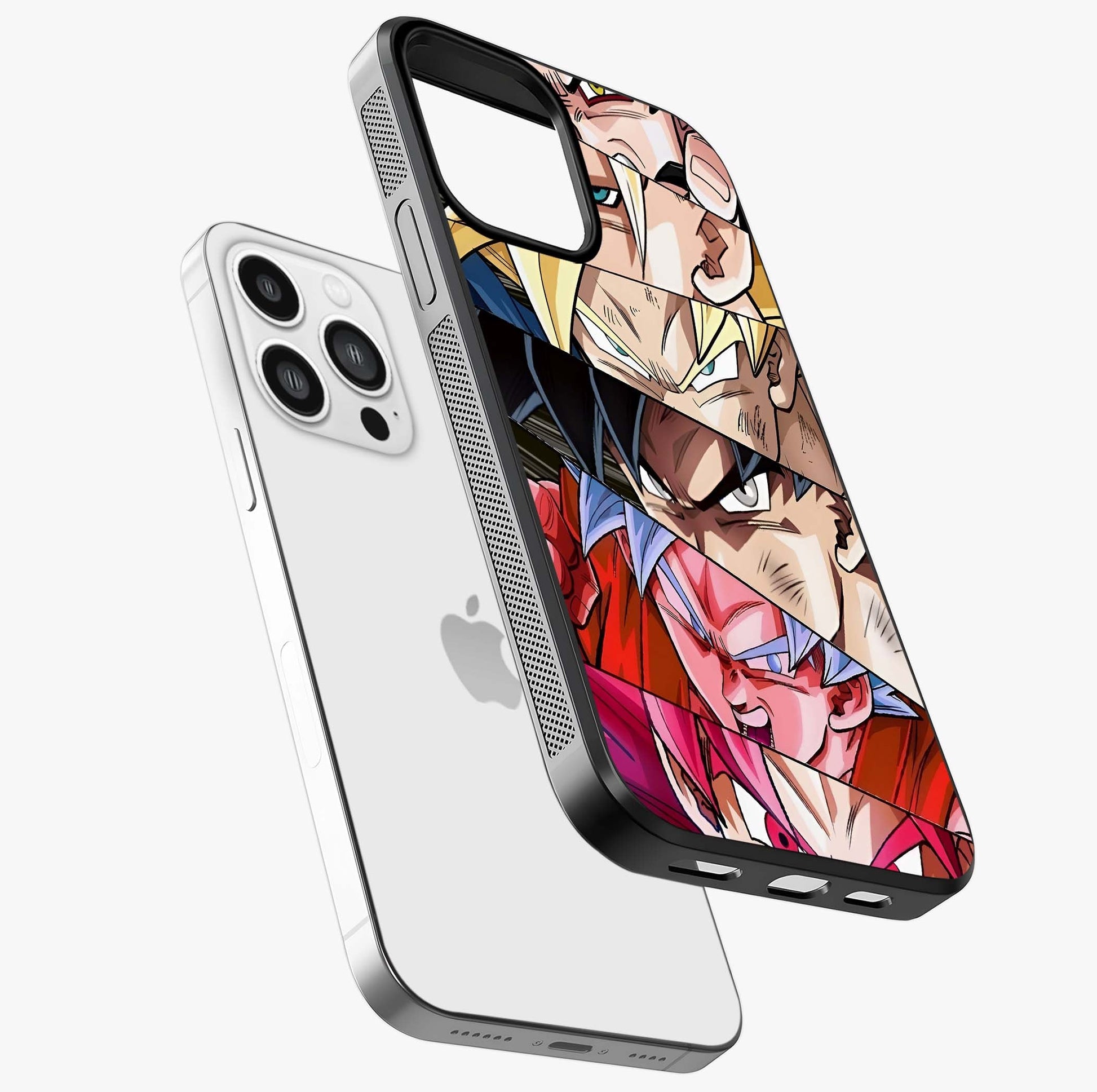 Anime Character Glass Case laid diagonally highlighting side profile, edges and glossy glass shine.