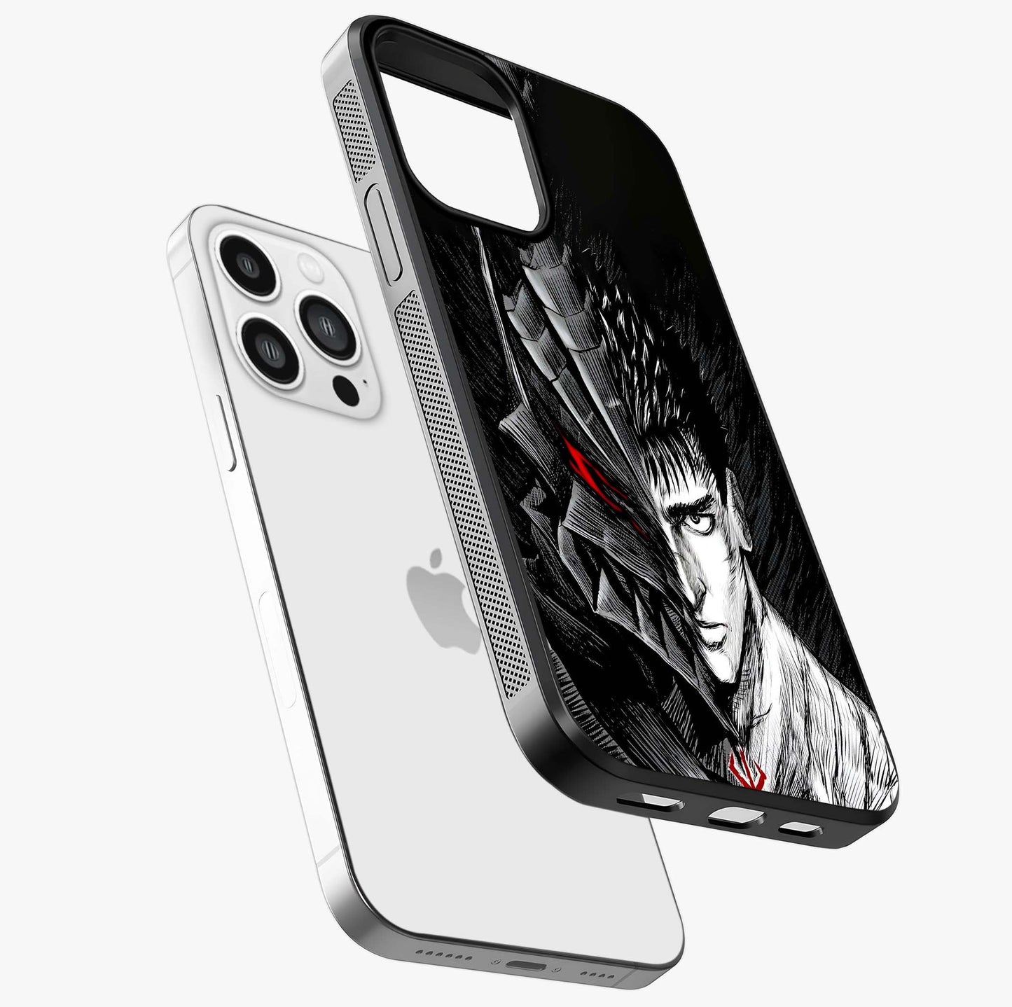 Berserker Blood Oath Glass Case laid diagonally highlighting side profile, edges and glossy glass shine.