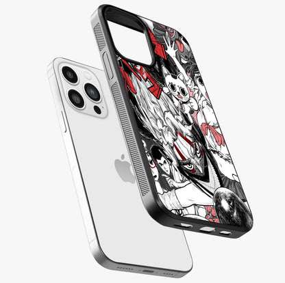 Crimson Chaos Panel Glass Case laid diagonally highlighting side profile, edges and glossy glass shine.