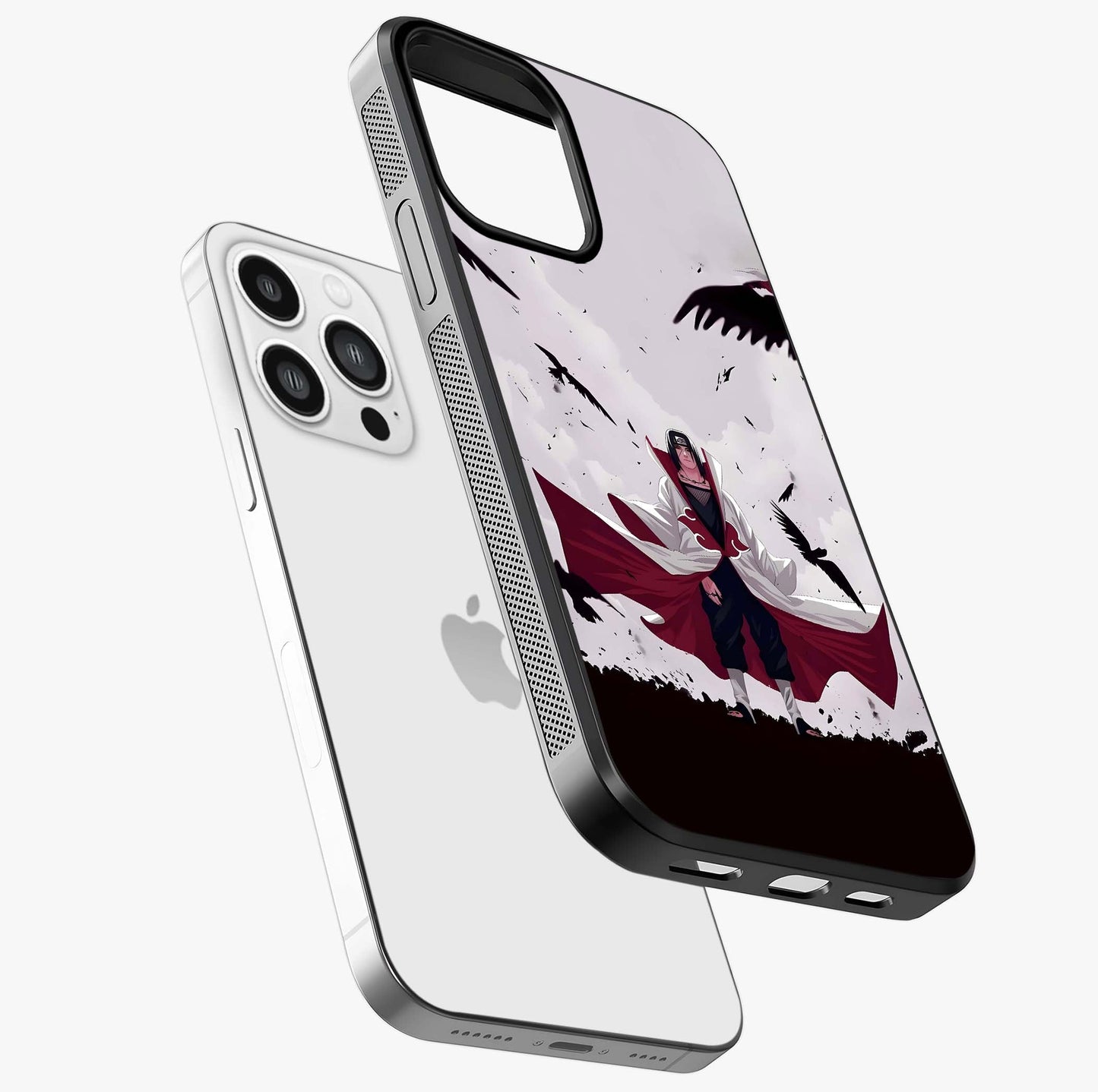 Crimson Crow Ascension Glass Case laid diagonally highlighting side profile, edges and glossy glass shine.