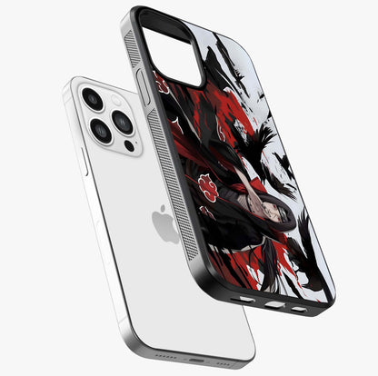 Crimson Crow Illusion Glass Case laid diagonally highlighting side profile, edges and glossy glass shine.