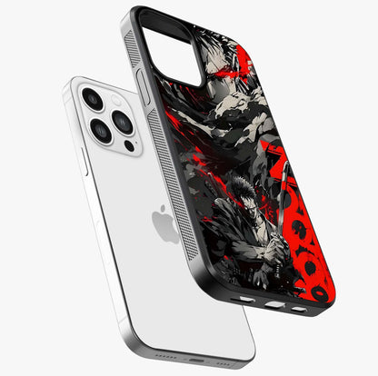 Demon Sword Resolve Glass Case laid diagonally highlighting side profile, edges and glossy glass shine.