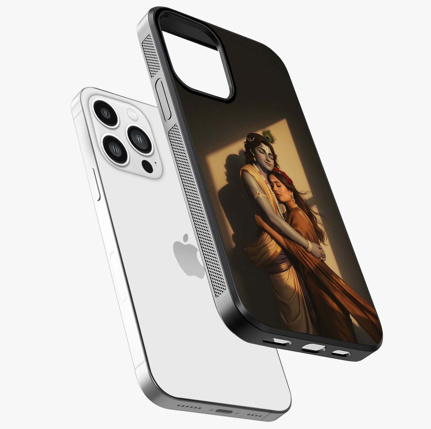Divine Eternal Love Glass Case laid diagonally highlighting side profile, edges and glossy glass shine.
