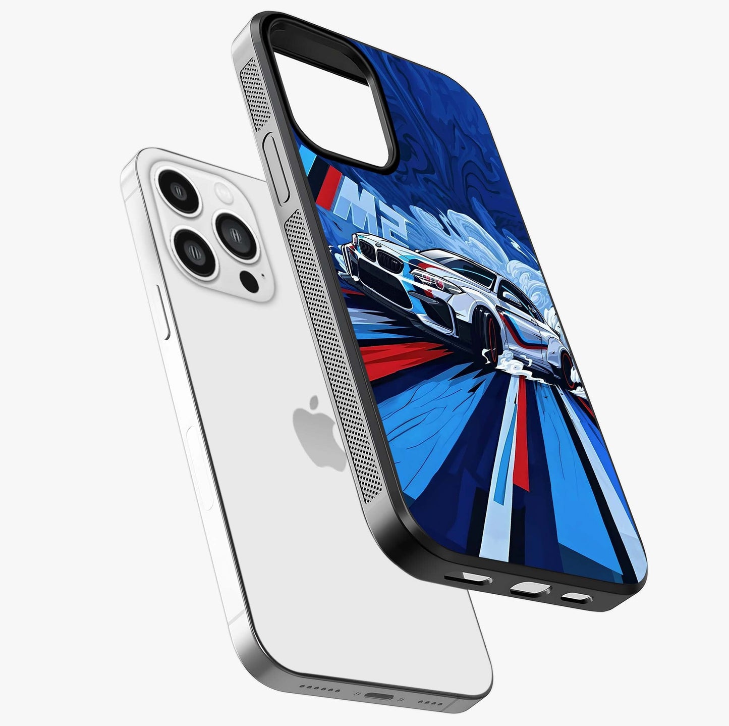 Drift Power Rush Glass Case laid diagonally highlighting side profile, edges and glossy glass shine.