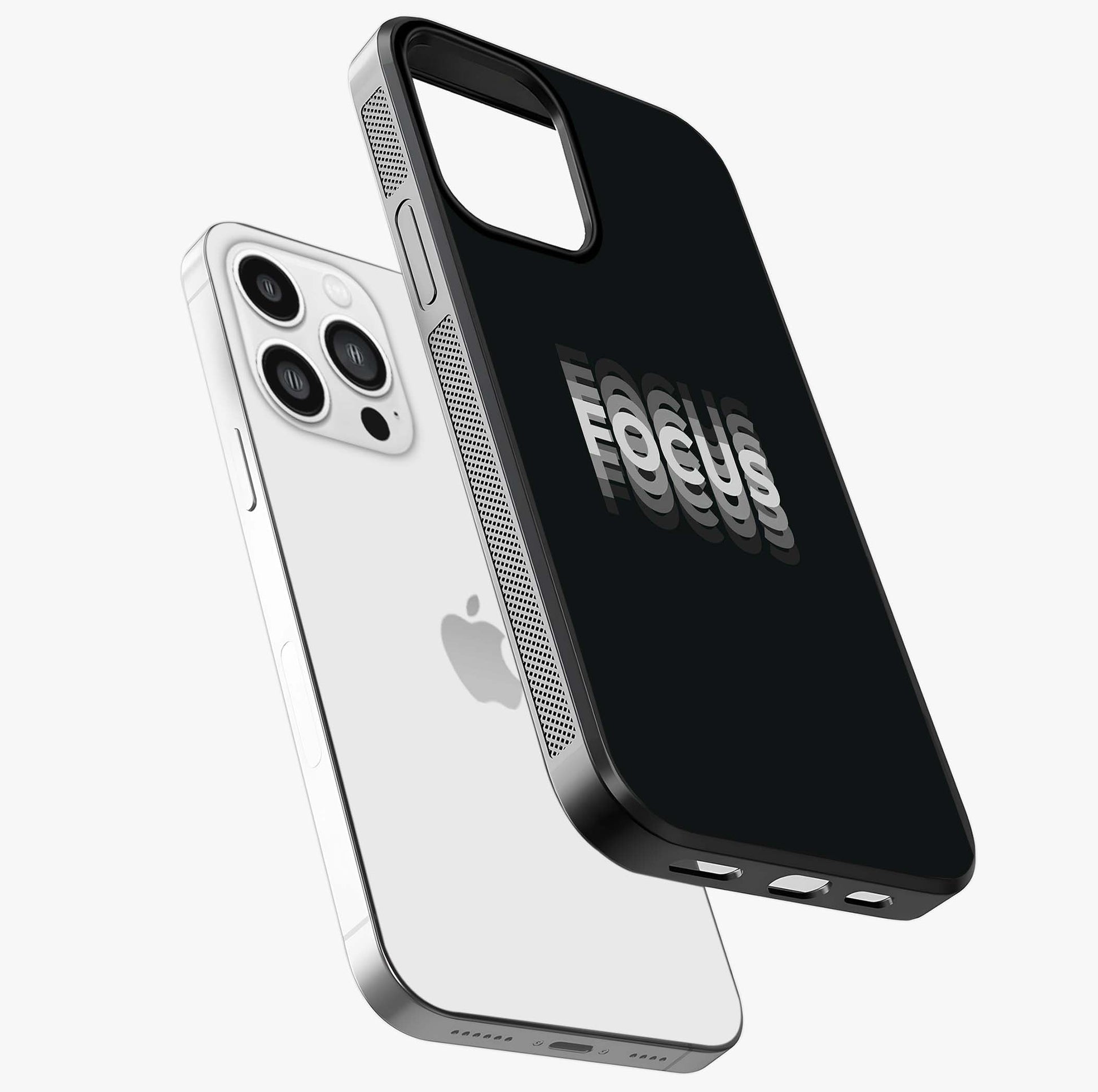 Focus Mode On Glass Case laid diagonally highlighting side profile, edges and glossy glass shine.