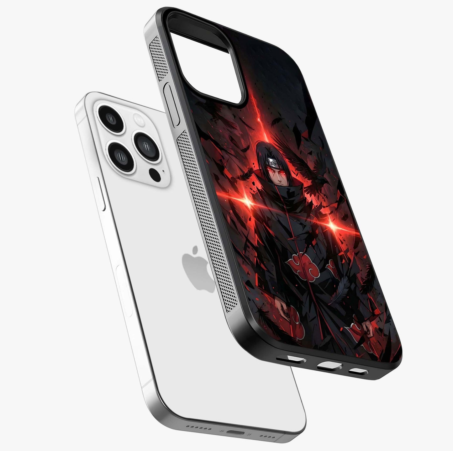 Focused Blade Discipline Glass Case laid diagonally highlighting side profile, edges and glossy glass shine.