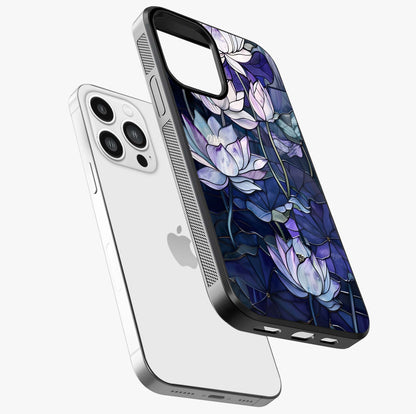 Gloss Petal Rush Glass Case laid diagonally highlighting side profile, edges and glossy glass shine.