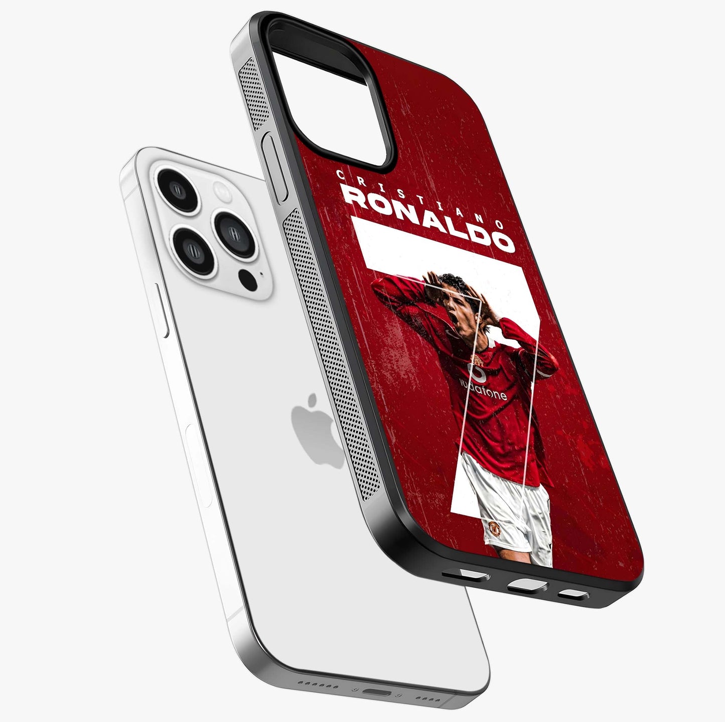 Goal Celebration Legacy Glass Case laid diagonally highlighting side profile, edges and glossy glass shine.