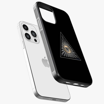 Illuminati Evil Glass Case laid diagonally highlighting side profile, edges and glossy glass shine.